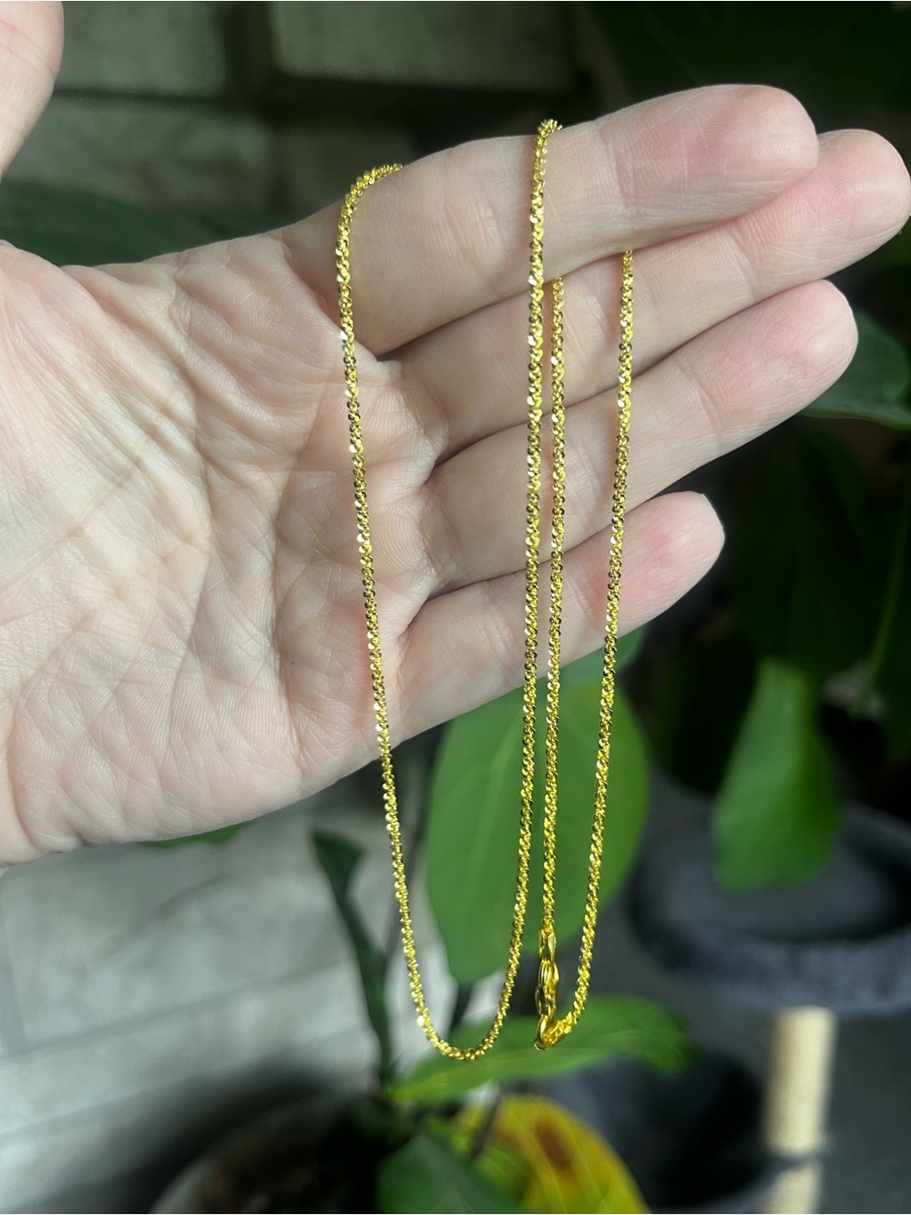 Diamond rock  Gold over 935 sterling silver Rope Chain Necklace 20 inches